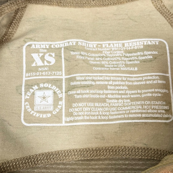 US Army Combat Shirt Camo Military Tactical Flame Resistant FR USA.  Exc - Picture 3 of 4